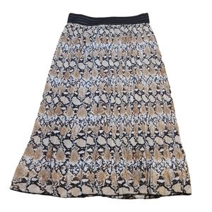 Metrowear Python Snakeskin Print Pleated Midi Skirt M Elastic Waist Med